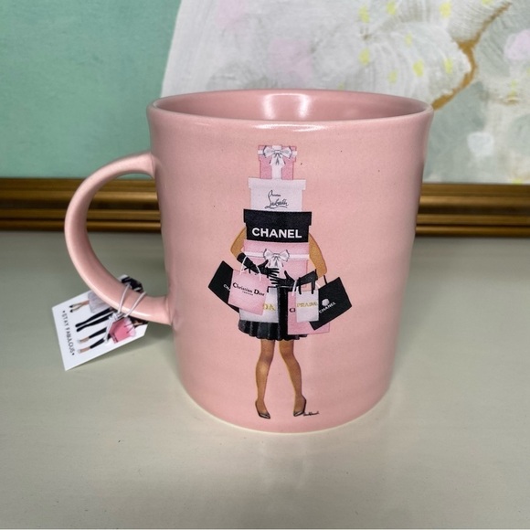 Pink Luxury High Fashion Shopping Bags Girly Coffee Tea Mug Large Nwt - Picture 3 of 10